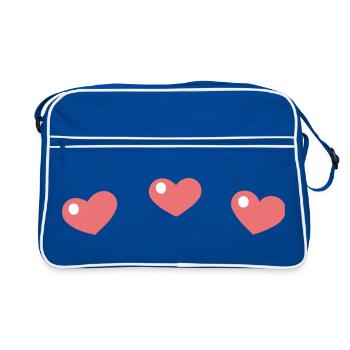 Cœurs pastel motif épuré - Sac Retro - bleu/blanc - Devant