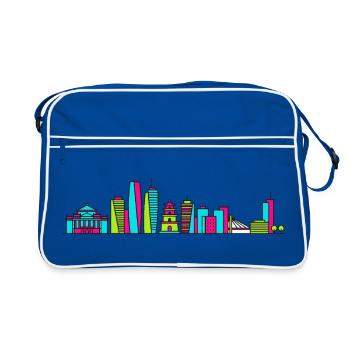 Art de la pagode à un pilier de la skyline de la ville de Hanoï - Sac Retro - bleu/blanc - Devant
