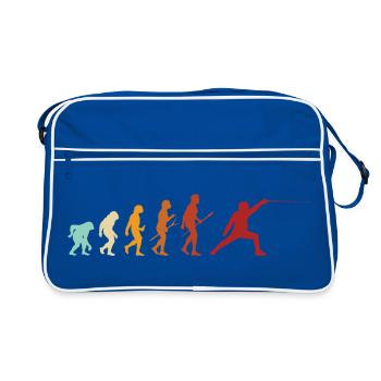 Fechten Evolution Fechter Sport Lustiger Spruch - Retro Tasche - Blau/Weiß - Vorne