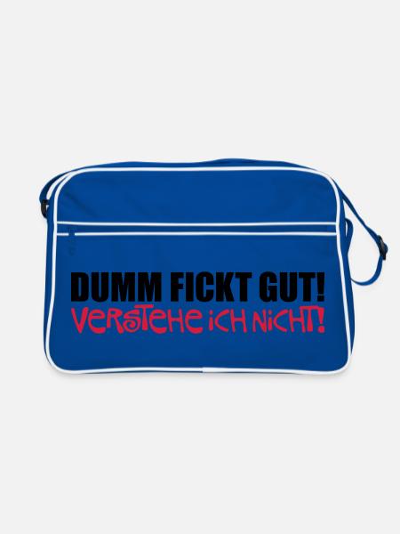 Dumm fickt gut - verstehe ich nicht - Retro Tasche - Blau/Weiß - Vorne