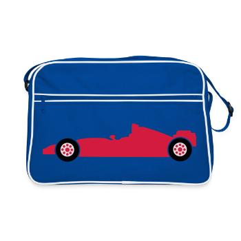 rennwagen rennen auto - Retro Tasche - Blau/Weiß - Vorne