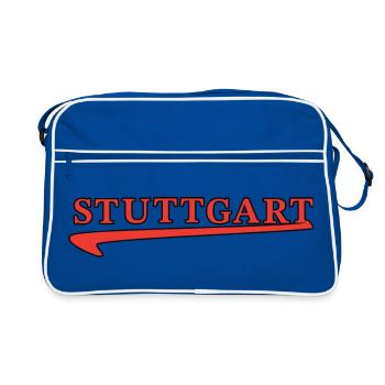 Lettrage Stuttgart avec trait de soulignement rouge - Sac Retro - bleu/blanc - Devant