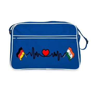 Cardio coeur avec drapeau de l’Allemagne et drapeau de l’Inde - Sac Retro - bleu/blanc - Devant