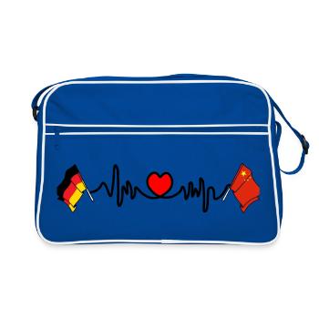 Cardio coeur avec drapeau de l’Allemagne et drapeau de la Chine - Sac Retro - bleu/blanc - Devant