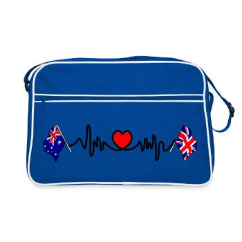 Cardio heart with Flag Australia and flag England - Retro Bag - blue/white - Front