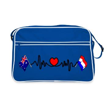 Cardio coeur avec drapeau Australie et drapeau Pays-Bas - Sac Retro - bleu/blanc - Devant