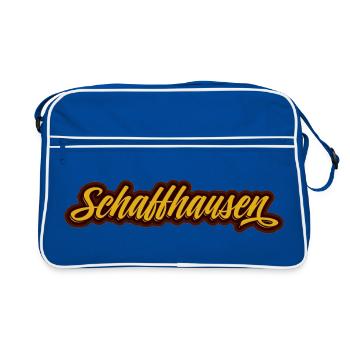 Schaffhausen Schriftzug-Logo - Retro Tasche - Blau/Weiß - Vorne