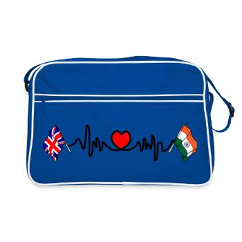 Cardio coeur avec drapeau de l’Angleterre et drapeau de l’Inde - Sac Retro - bleu/blanc - Devant