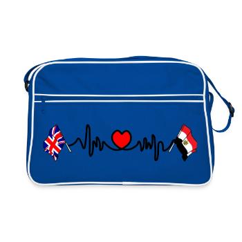 Cardio coeur avec drapeau de l’Angleterre et drapeau de l’Égypte - Sac Retro - bleu/blanc - Devant