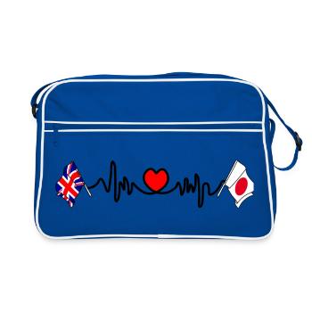 Cardio coeur avec drapeau de l’Angleterre et drapeau du Japon - Sac Retro - bleu/blanc - Devant