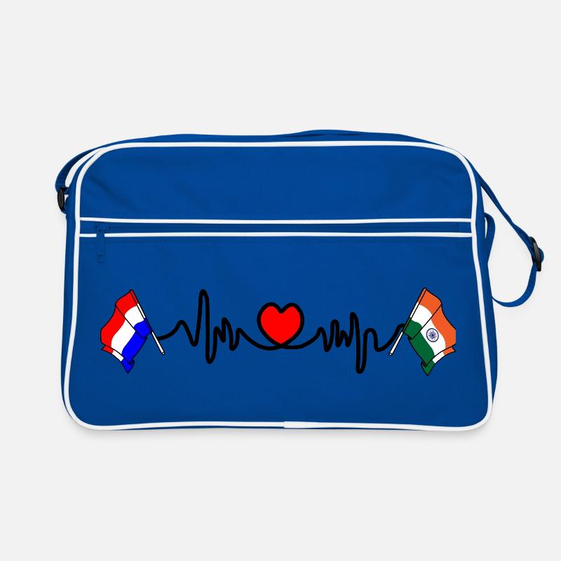 Cardio coeur avec drapeau Pays-Bas, drapeau Inde Sac Retro