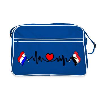 Cardio coeur avec drapeau Pays-Bas, drapeau Egypte - Sac Retro - bleu/blanc - Devant