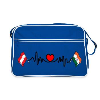 Cardio heart Drapeau Autriche, drapeau Inde - Sac Retro - bleu/blanc - Devant