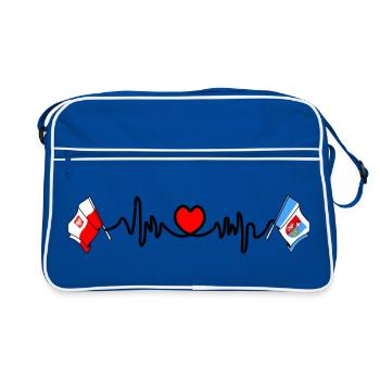 Cardio cardiaque Drapeau Pologne, Subcarpatie - Sac Retro - bleu/blanc - Devant