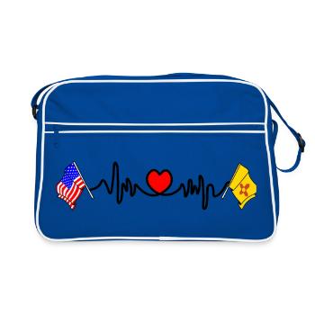 Cardio heart avec drapeau des États-Unis et drapeau du Nouveau-Mexique - Sac Retro - bleu/blanc - Devant