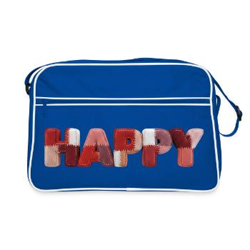 Look patchwork en tissu patchwork Happy - Sac Retro - bleu/blanc - Devant
