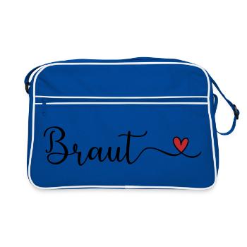 Braut Tyüpgraphie mit Herz - Retro Tasche - Blau/Weiß - Vorne