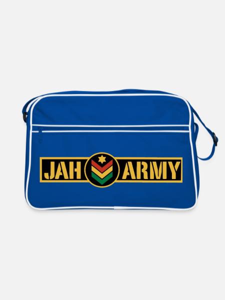 Jah Army Rastafari Rasta Reggae Roots - Retro Bag - blue/white - Front