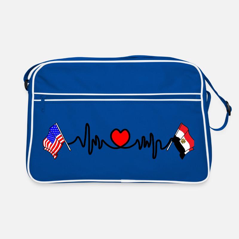 Cardio coeur avec drapeau des États-Unis et drapeau de l’Égypte Sac Retro