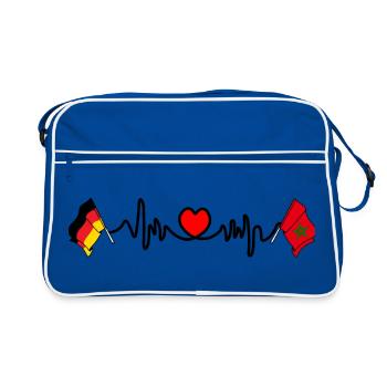 Cardio coeur avec drapeau Allemagne et drapeau Maroc - Sac Retro - bleu/blanc - Devant