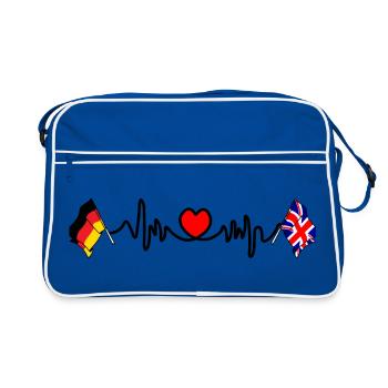 Cardio coeur avec drapeau Allemagne et drapeau Angleterre - Sac Retro - bleu/blanc - Devant