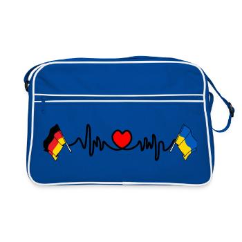 Cardio coeur avec drapeau Allemagne et drapeau Ukraine - Sac Retro - bleu/blanc - Devant