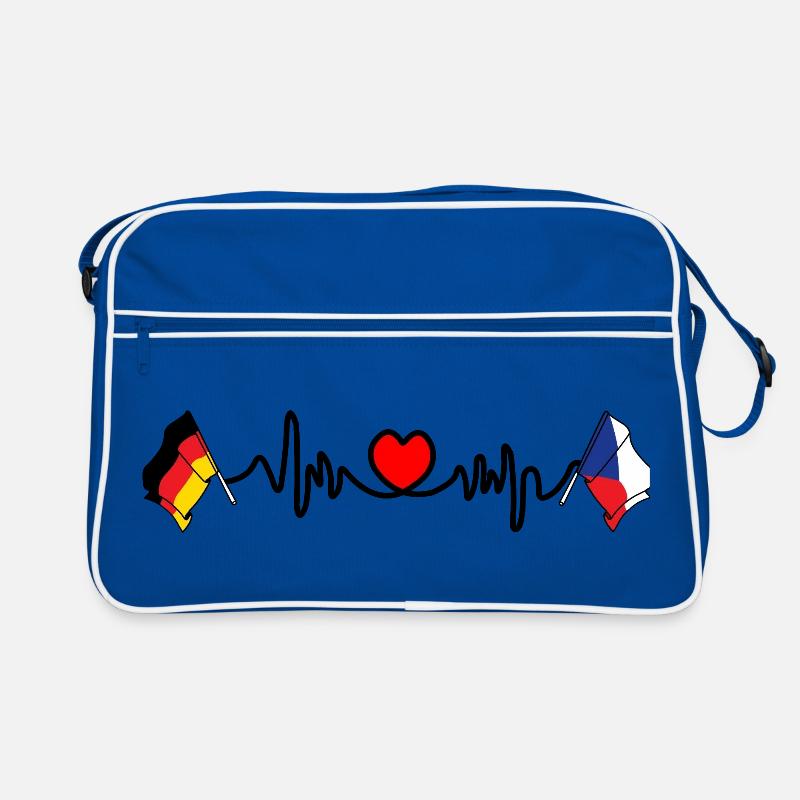 Cardio coeur avec drapeau Allemagne et drapeau République tchèque Sac Retro