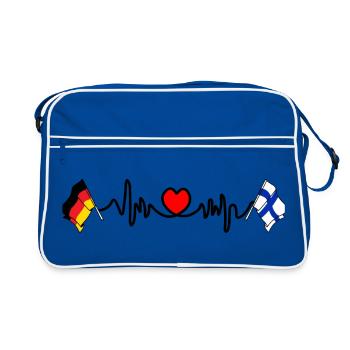 Cardio coeur avec drapeau Allemagne et drapeau Finlande - Sac Retro - bleu/blanc - Devant