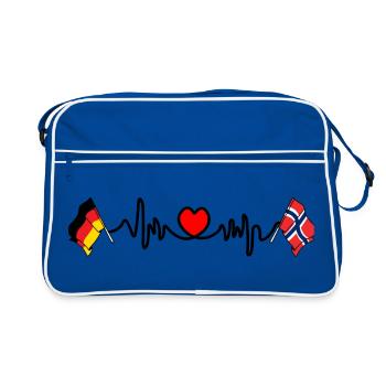 Cardio coeur avec drapeau Allemagne et drapeau Norvège - Sac Retro - bleu/blanc - Devant
