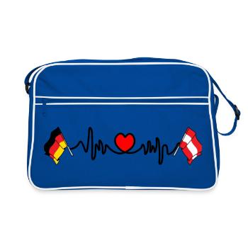 Cardio coeur avec drapeau Allemagne, drapeau autriche - Sac Retro - bleu/blanc - Devant