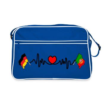 Cardio coeur avec drapeau Allemagne et drapeau Portugal - Sac Retro - bleu/blanc - Devant