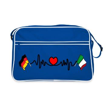 Cardio coeur avec drapeau de l’Allemagne et drapeau de l’Italie - Sac Retro - bleu/blanc - Devant