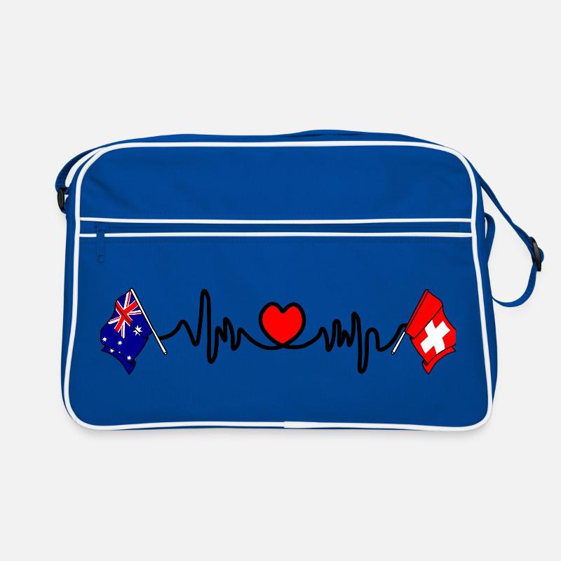 Cardio coeur avec drapeau Australie drapeau Suisse Sac Retro