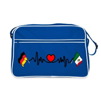 Cardio coeur avec drapeau Allemagne et drapeau Mexique - Sac Retro - bleu/blanc - Devant