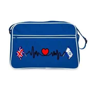 Cardio coeur avec drapeau de l’Angleterre et drapeau d’Israël - Sac Retro - bleu/blanc - Devant