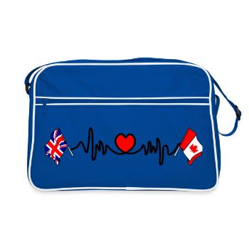 Cardio coeur avec drapeau de l’Angleterre et drapeau du Canada - Sac Retro - bleu/blanc - Devant