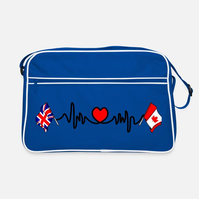 Cardio coeur avec drapeau de l’Angleterre et drapeau du Canada Sac Retro