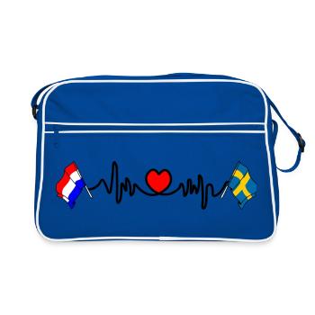 Cardio coeur avec drapeau des Pays-Bas, drapeau de la Suède - Sac Retro - bleu/blanc - Devant