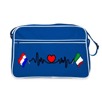 Cardio coeur avec drapeau Pays-Bas, drapeau Italie - Sac Retro - bleu/blanc - Devant