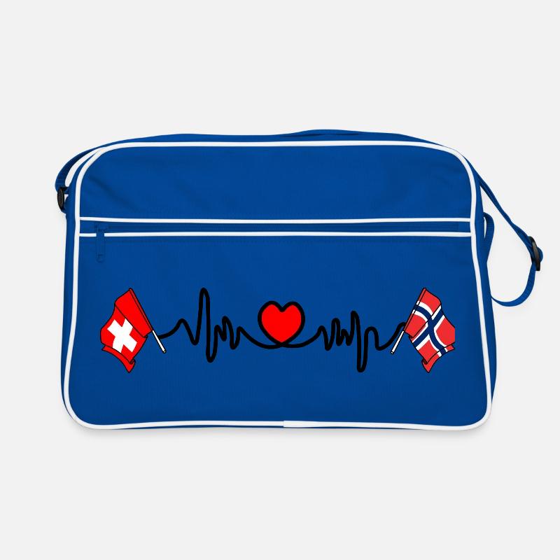 Cardio coeur avec drapeau Suisse, drapeau Norvège Sac Retro