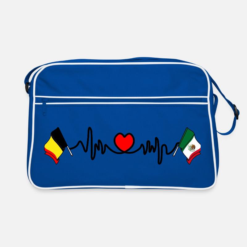 Cardio heart , Drapeau Belgique, drapeau Mexique Sac Retro