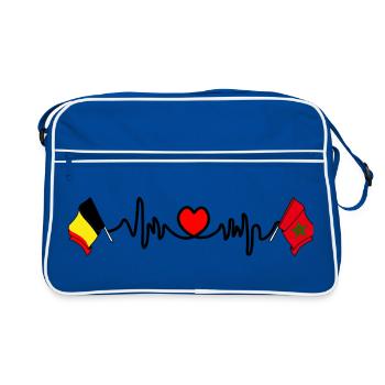 Cardio heart Drapeau Belgique, drapeau Maroc - Sac Retro - bleu/blanc - Devant