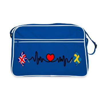 Cardio heart Drapeau Angleterre, drapeau Suède - Sac Retro - bleu/blanc - Devant