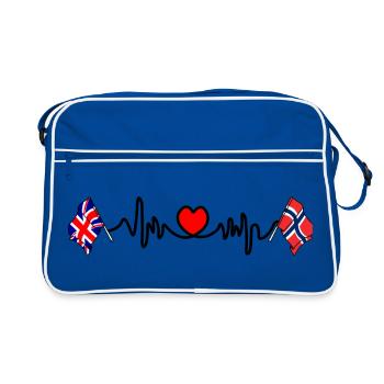 Cardio heart Drapeau Angleterre, drapeau Norvège - Sac Retro - bleu/blanc - Devant