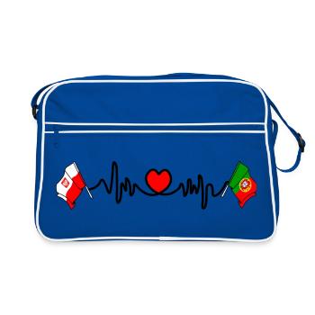 Cardio heart Drapeau Pologne, drapeau Portugal - Sac Retro - bleu/blanc - Devant