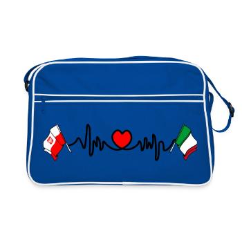 Cardio heart Drapeau Pologne, drapeau Italie - Sac Retro - bleu/blanc - Devant