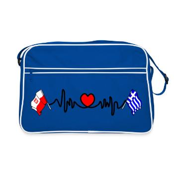 Cardio heart Drapeau Pologne, drapeau Grèce - Sac Retro - bleu/blanc - Devant