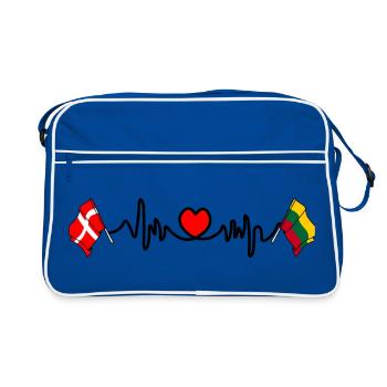 Cardio heart Flag Denmark, flag Lithuania - Retro Bag - blue/white - Front