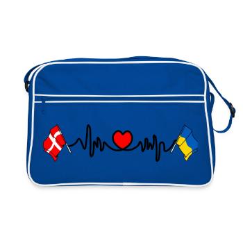 Cardio heart Flag Denmark, flag Ukraine - Retro Bag - blue/white - Front