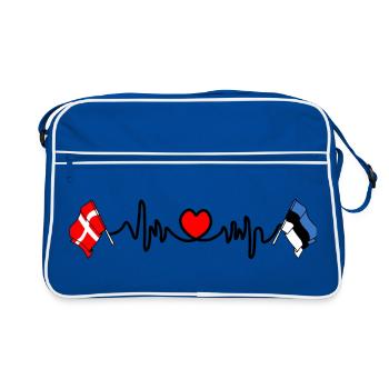 Cardio heart Flag Denmark, flag Estonia - Retro Bag - blue/white - Front